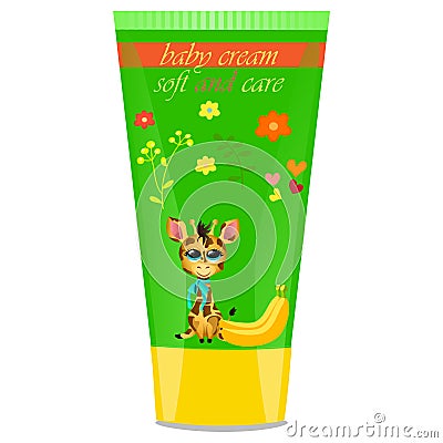 Baby cream tube with kids design Vector Illustration