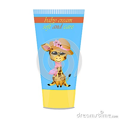 Baby cream tube with kids design Vector Illustration