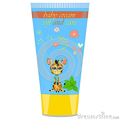 Baby cream tube with kids design Vector Illustration