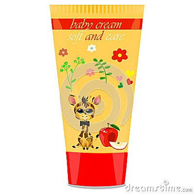 Baby cream tube with kids design Vector Illustration