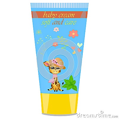 Baby cream tube with kids design Vector Illustration