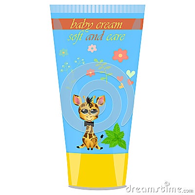 Baby cream tube with kids design Vector Illustration