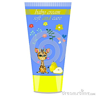 Baby cream tube with kids design Vector Illustration