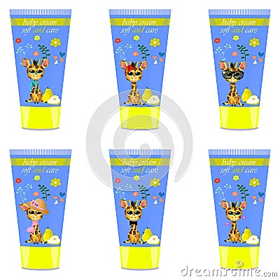 Baby cream tube with kids design Vector Illustration