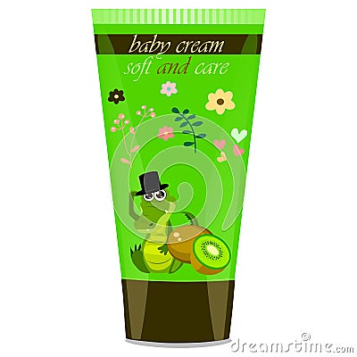 Baby cream tube with kids design Vector Illustration