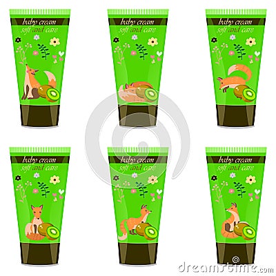 Baby cream tube with kids design Vector Illustration