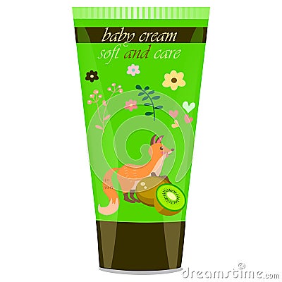 Baby cream tube with kids design Vector Illustration