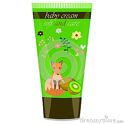 Baby cream tube with kids design Vector Illustration