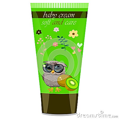 Baby cream tube with kids design Vector Illustration