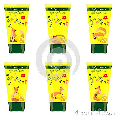 Baby cream tube with kids design Vector Illustration