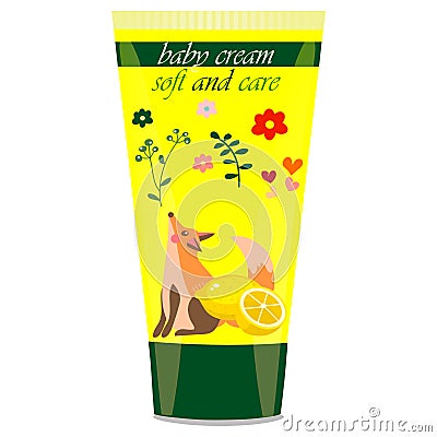 Baby cream tube with kids design Vector Illustration