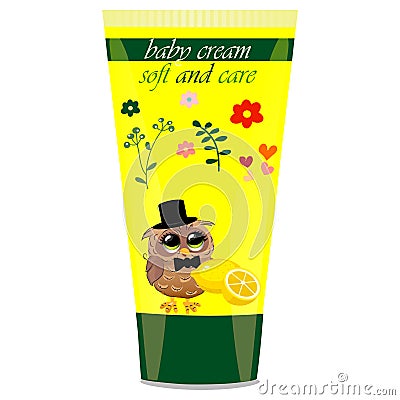 Baby cream tube with kids design Vector Illustration