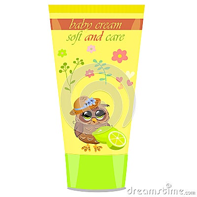 Baby cream tube with kids design Vector Illustration