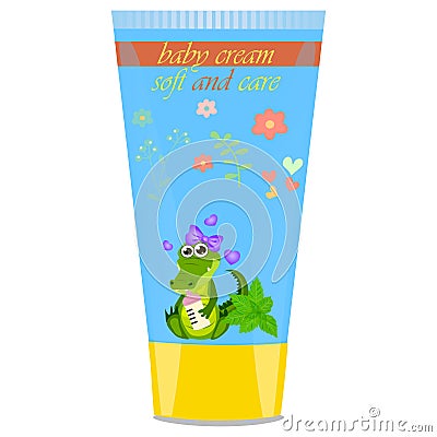 Baby cream tube with kids design Vector Illustration