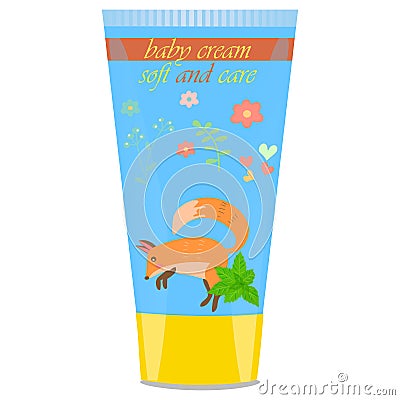 Baby cream tube with kids design Vector Illustration