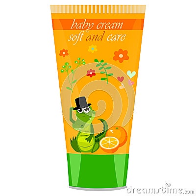 Baby cream tube with kids design Vector Illustration