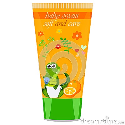 Baby cream tube with kids design Vector Illustration