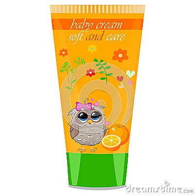 Baby cream tube with kids design Vector Illustration