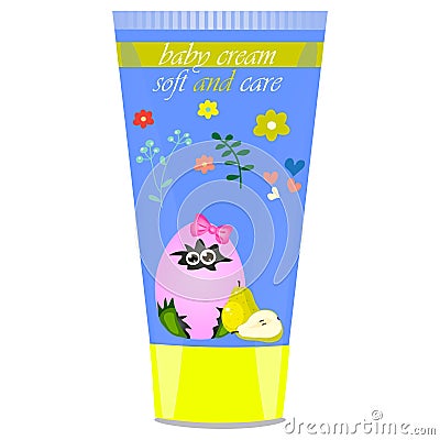 Baby cream tube with kids design Vector Illustration