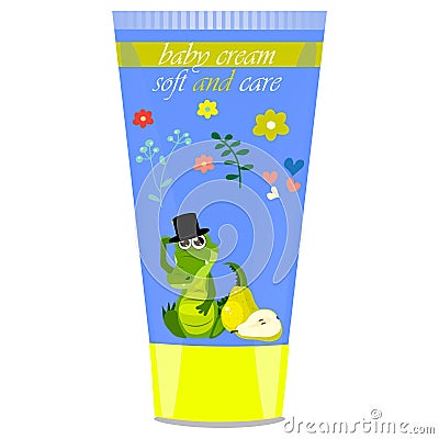 Baby cream tube with kids design Vector Illustration