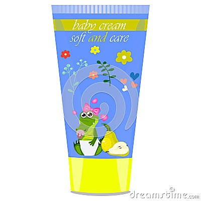 Baby cream tube with kids design Vector Illustration