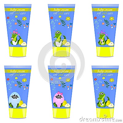 Baby cream tube with kids design Vector Illustration