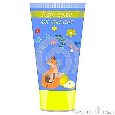 Baby cream tube with kids design Vector Illustration