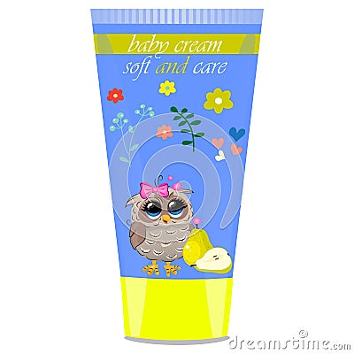 Baby cream tube with kids design Vector Illustration