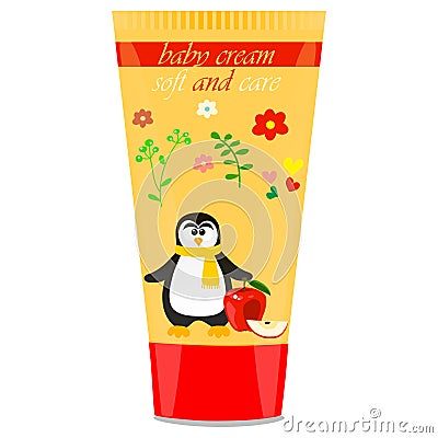 Baby cream tube with kids design Vector Illustration