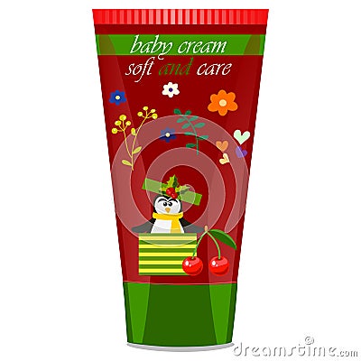 Baby cream tube with kids design Vector Illustration