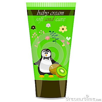 Baby cream tube with kids design Vector Illustration