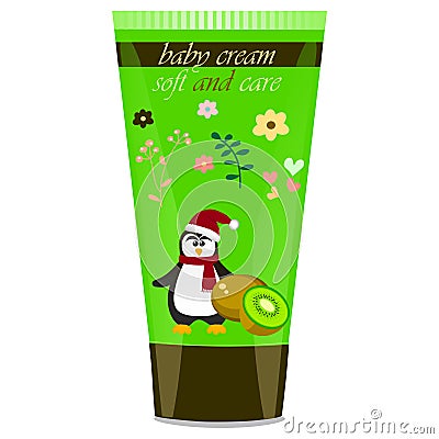 Baby cream tube with kids design Vector Illustration