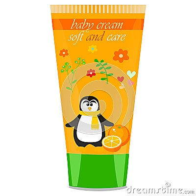 Baby cream tube with kids design Vector Illustration