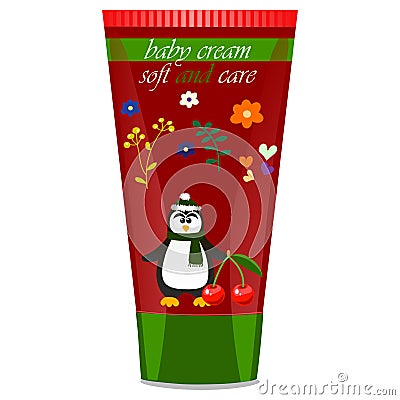 Baby cream tube with kids design Vector Illustration