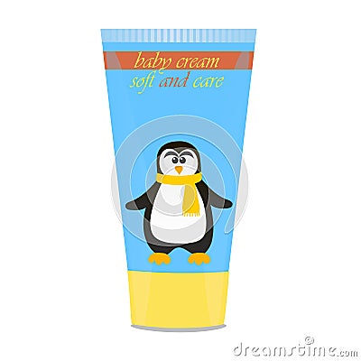 Baby cream tube with kids design Vector Illustration