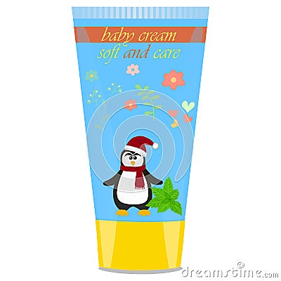 Baby cream tube with kids design Vector Illustration