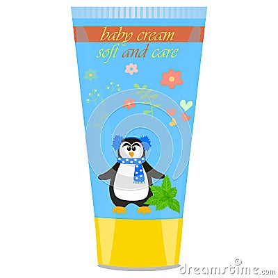 Baby cream tube with kids design Vector Illustration