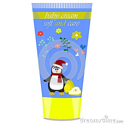 Baby cream tube with kids design Vector Illustration