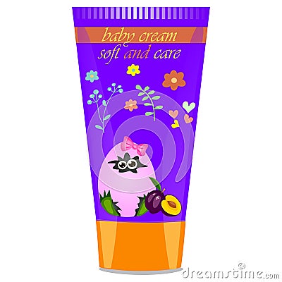 Baby cream tube with kids design Vector Illustration