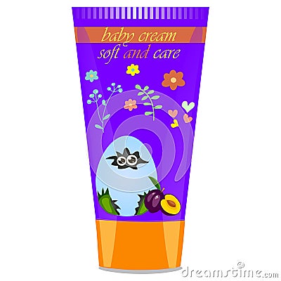 Baby cream tube with kids design Vector Illustration