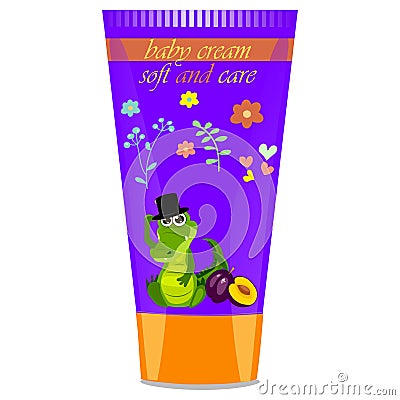 Baby cream tube with kids design Vector Illustration