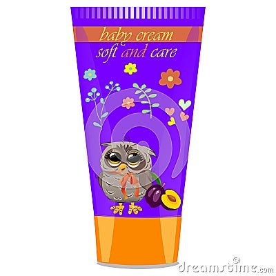 Baby cream tube with kids design Vector Illustration