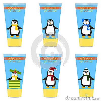 Baby cream tube with kids design Vector Illustration