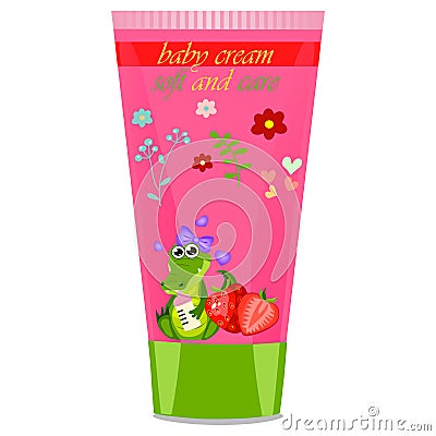 Baby cream tube with kids design Vector Illustration