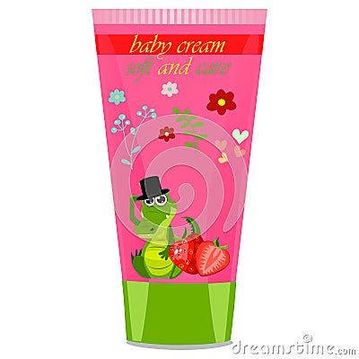 Baby cream tube with kids design Vector Illustration