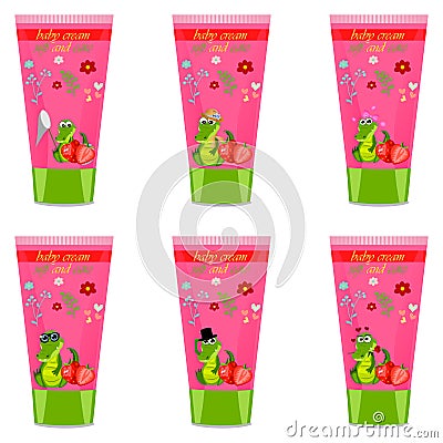 Baby cream tube with kids design Vector Illustration