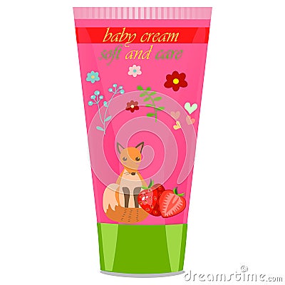 Baby cream tube with kids design Vector Illustration