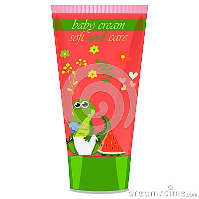 Baby cream tube with kids design Vector Illustration