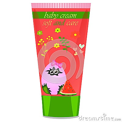 Baby cream tube with kids design Vector Illustration