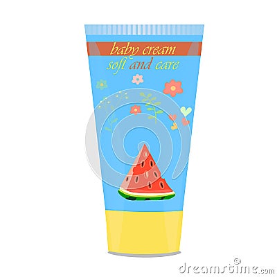 Baby cream tube with kids design Vector Illustration